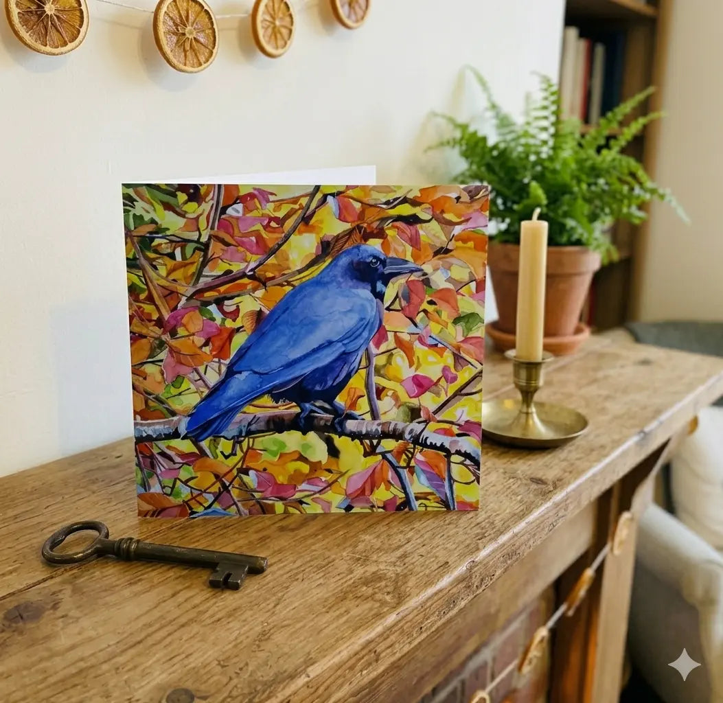 Crow Greeting Card – Bird Art Card Blank Inside McCuddles