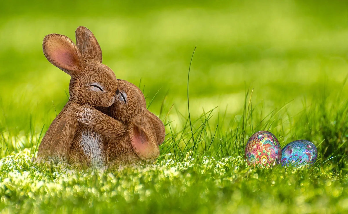 Cute bunnies hugging at easter 
