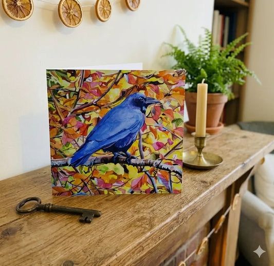 Crow Greeting Card – Bird Art Card Blank Inside McCuddles