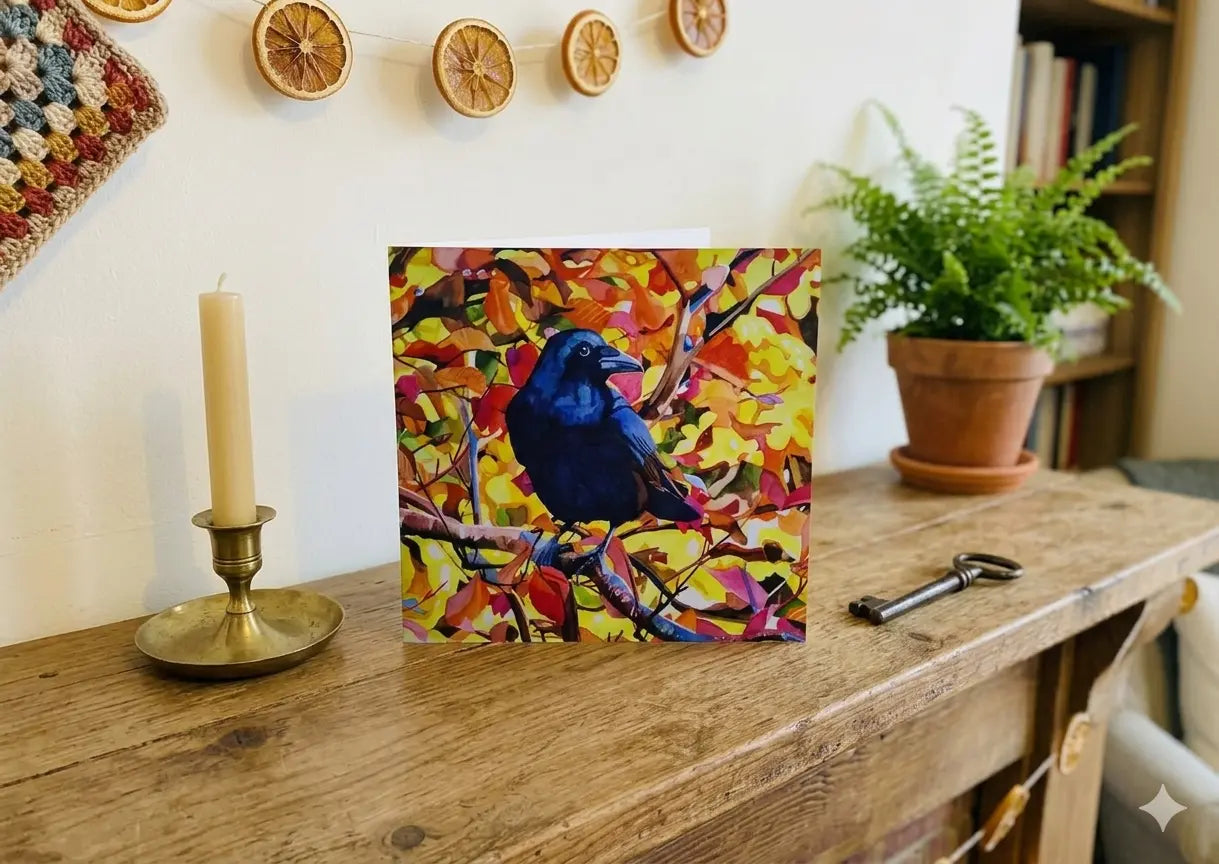Autumn Crow Greeting Card McCuddles