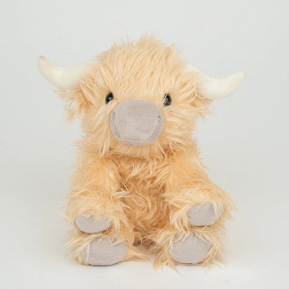 Marmalade the weighted Highland cow plush for anxiety relief and heat therapy.